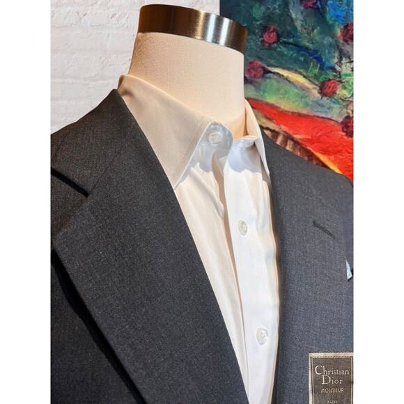 Christian Dior Monsieur Paris 40R Slim Mens Dark Gray Blazer Sport Coat Jacket - Picture 4 of 12